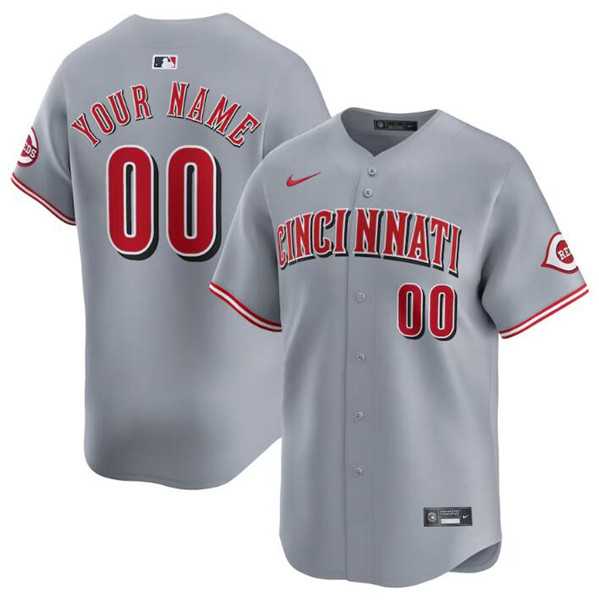 Mens Cincinnati Reds Active Player Custom Gray Away Limited Baseball Stitched Jersey